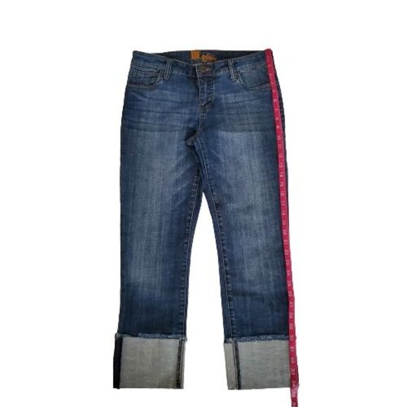 KUT From The Kloth Women's Mid Rise Straight Leg Cuff Cropped Denim Jeans Size 4 - Picture 14 of 14